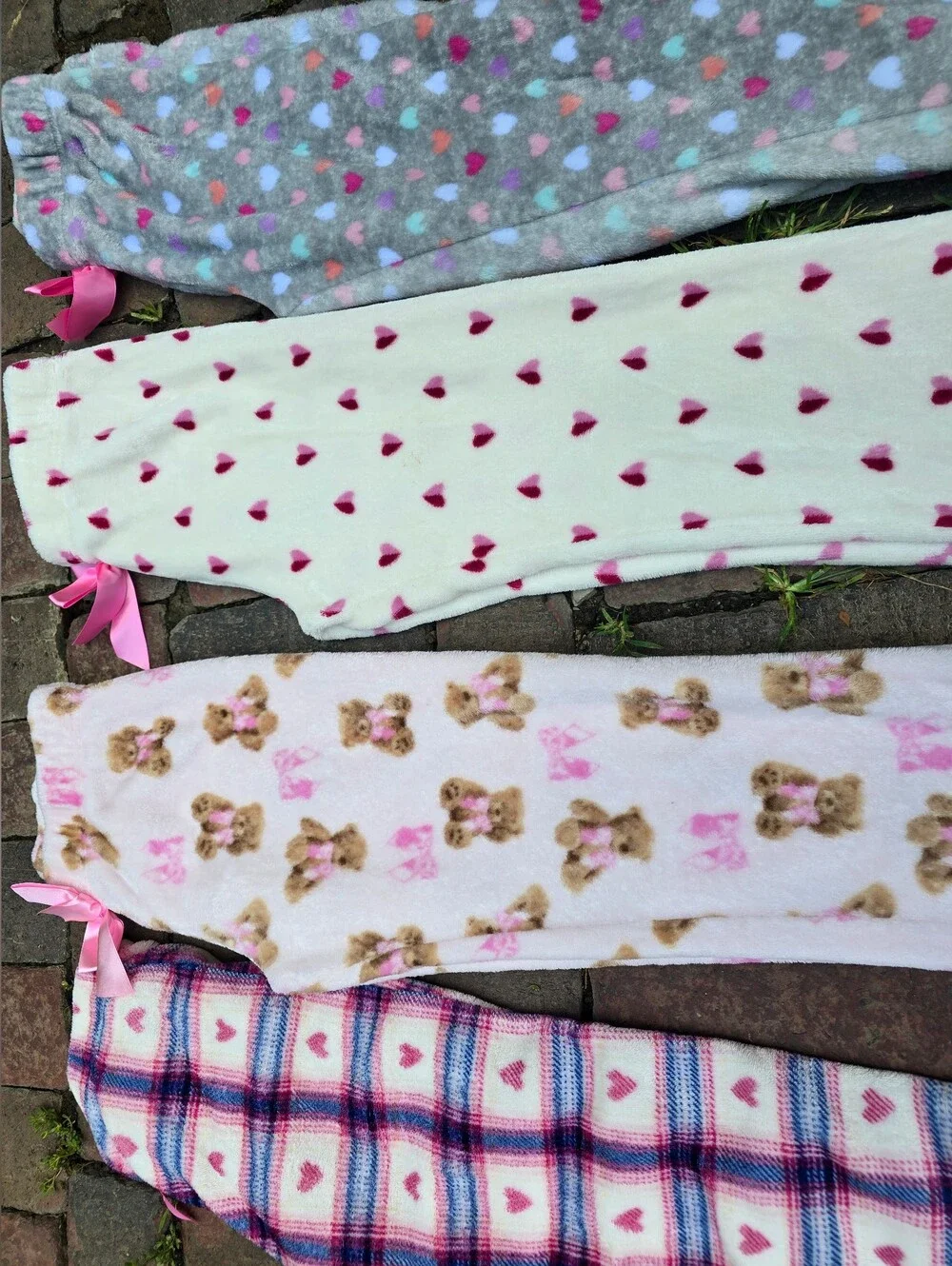 Sleep On It Girls Plush Pajama Bottoms 4 Pair Bundle Soft Cozy Jammies Warm